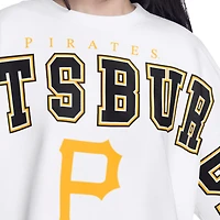 Sweat-shirt court G-III 4Her pour femme par Carl Banks, blanc, Pittsburgh Pirates Bleachers
