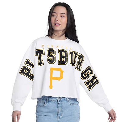 Sweat-shirt court G-III 4Her pour femme par Carl Banks, blanc, Pittsburgh Pirates Bleachers
