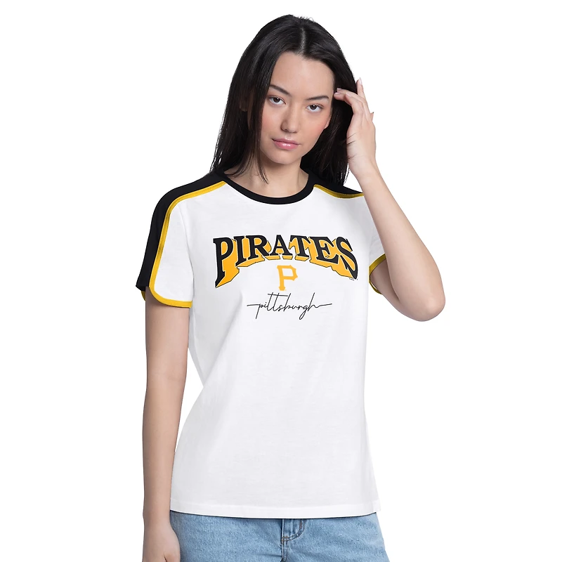 Women's G-III 4Her by Carl Banks White Pittsburgh Pirates First Lane Fashion T-Shirt