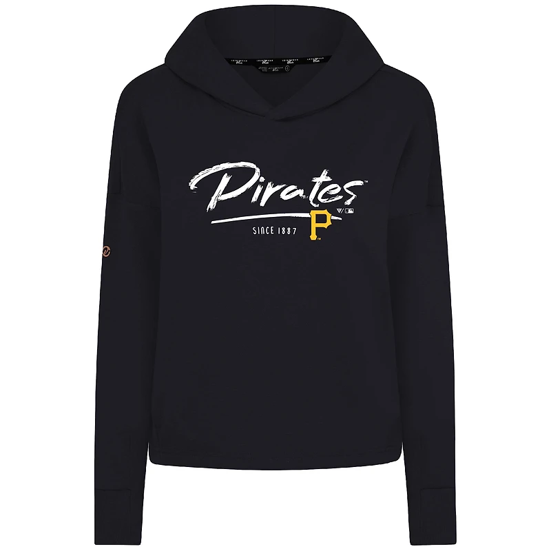 Sweat à capuche court noir Levelwear pour femme, motif Accolade Sweet Express des Pirates de Pittsburgh, mélange tricolore