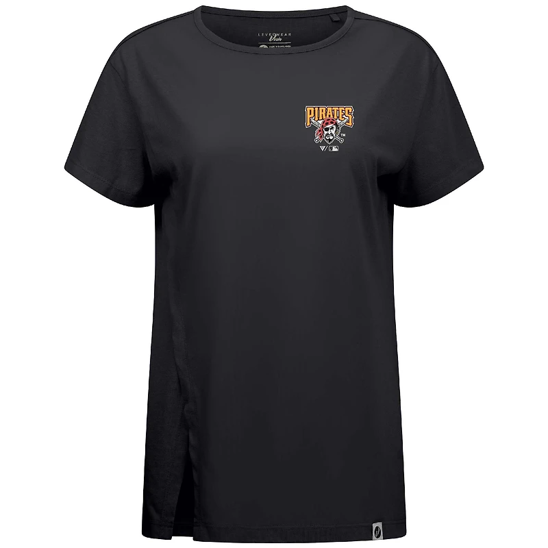 Women's Levelwear Black Pittsburgh Pirates Influx Cooperstown Core Logo T-Shirt