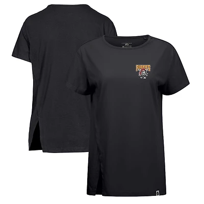 Women's Levelwear Black Pittsburgh Pirates Influx Cooperstown Core Logo T-Shirt