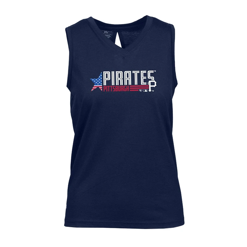 Women's Levelwear Navy Pittsburgh Pirates Paisley Independence Aviation Tank Top