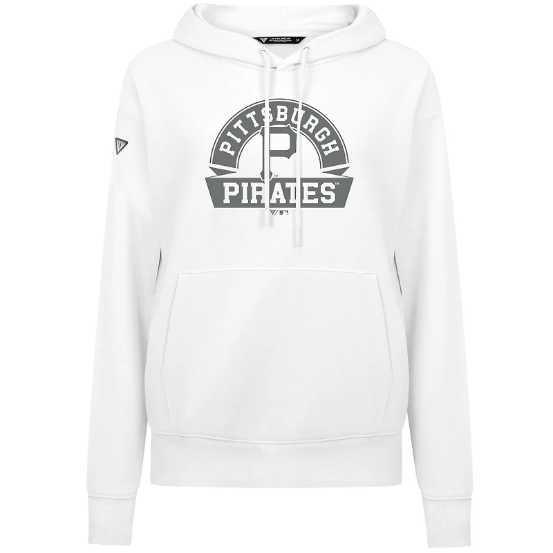 Women's Levelwear White Pittsburgh Pirates Adorn Banner Arch Pullover Hoodie