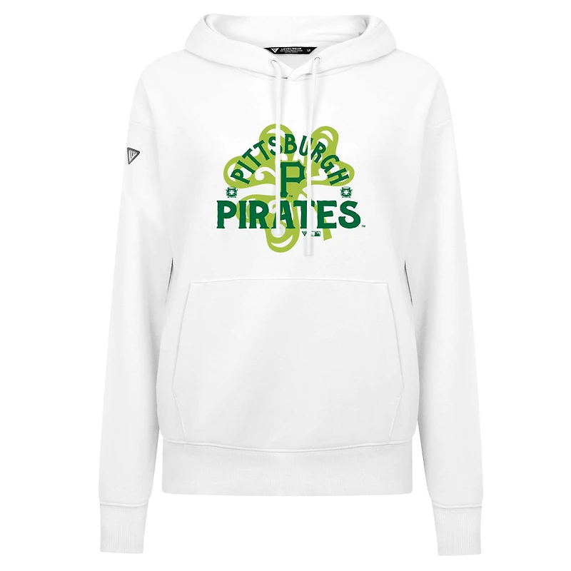 Sweat à capuche blanc pour femme Levelwear Pittsburgh Pirates St. Patrick's Day Adorn Shamrock