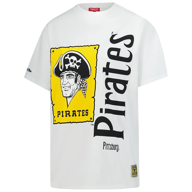 Women's Mitchell & Ness White Pittsburgh Pirates Cooperstown Collection Boyfriend T-Shirt