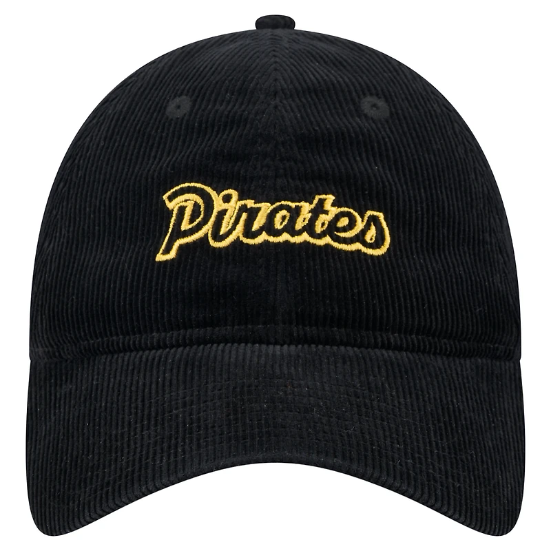 Casquette ajustable 9TWENTY en velours côtelé noir des Pirates de Pittsburgh de New Era pour femme
