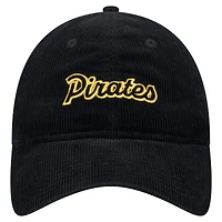 Casquette ajustable 9TWENTY en velours côtelé noir des Pirates de Pittsburgh de New Era pour femme