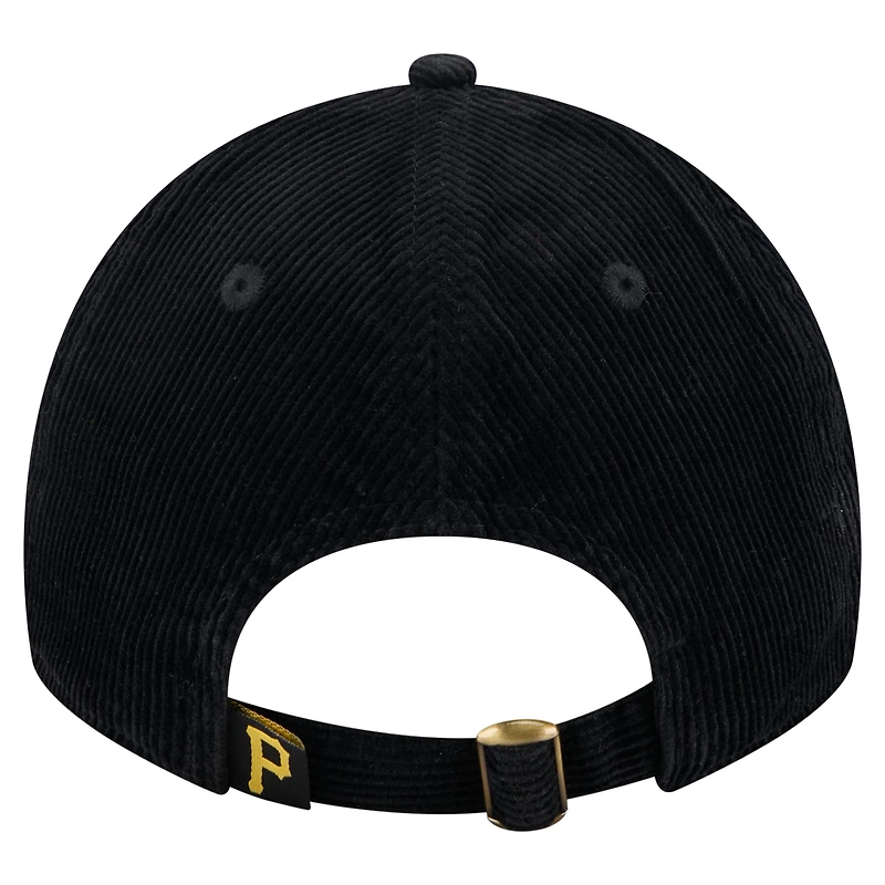 Casquette ajustable 9TWENTY en velours côtelé noir des Pirates de Pittsburgh de New Era pour femme