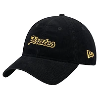 Casquette ajustable 9TWENTY en velours côtelé noir des Pirates de Pittsburgh de New Era pour femme