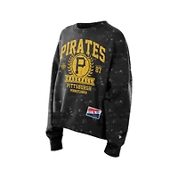 Women's New Era  Black Pittsburgh Pirates Throwback Oversized Boxy Sweatshirt