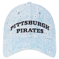 Casquette ajustable New Era 9TWENTY bleu clair pour femme, motif marguerites Pittsburgh Pirates.