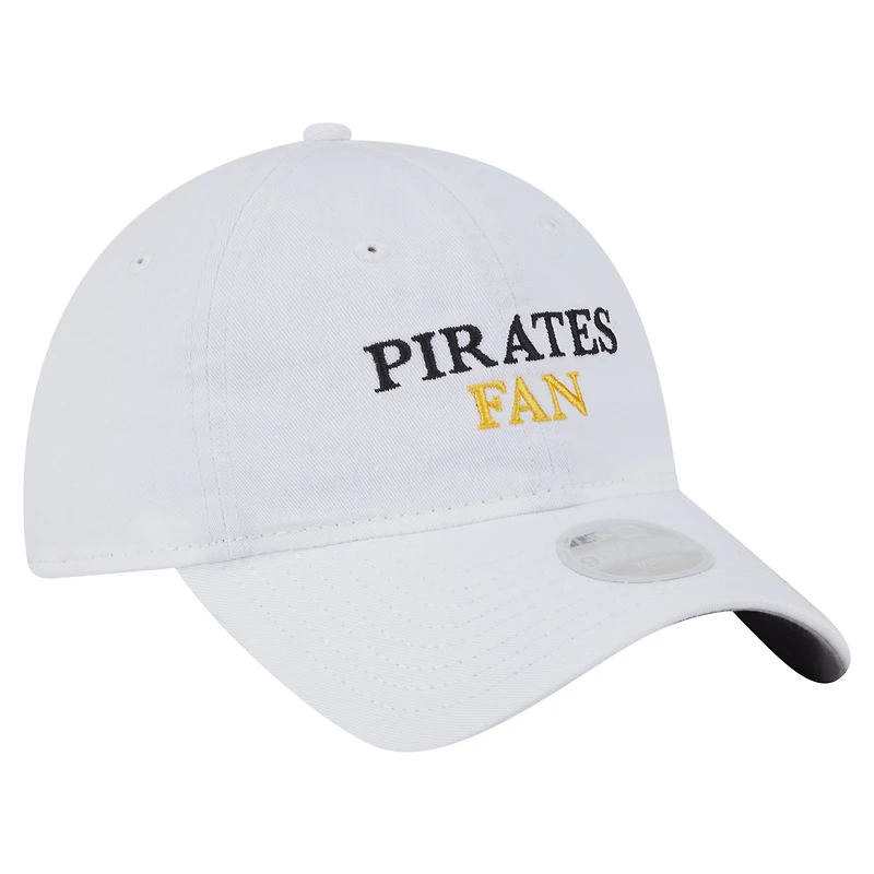 Casquette ajustable 9TWENTY blanche New Era pour femme, fan de l'équipe des Pirates de Pittsburgh