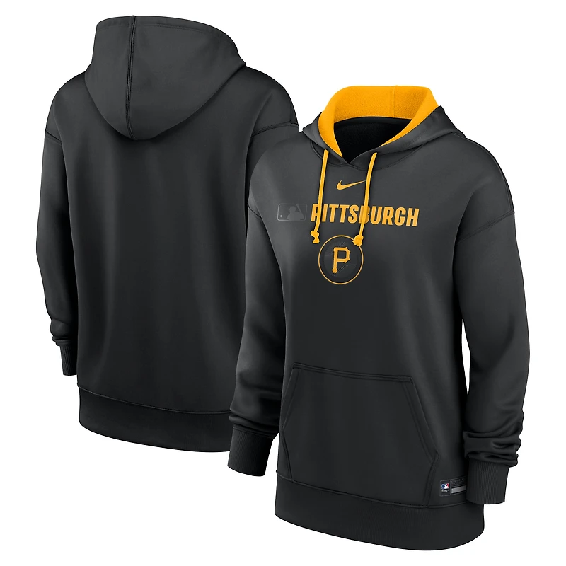 Sweat à capuche Nike noir pour femme des Pirates de Pittsburgh City Connect Authentic Collection Therma
