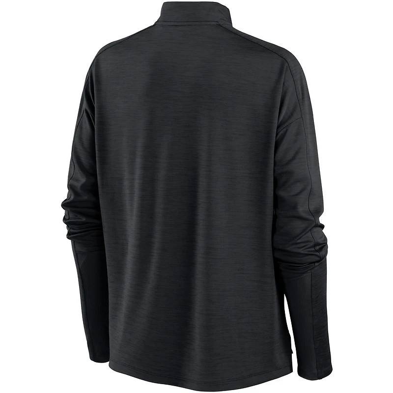 Haut à col zippé Nike noir Pittsburgh Pirates Primetime Local Touch Pacer pour femme
