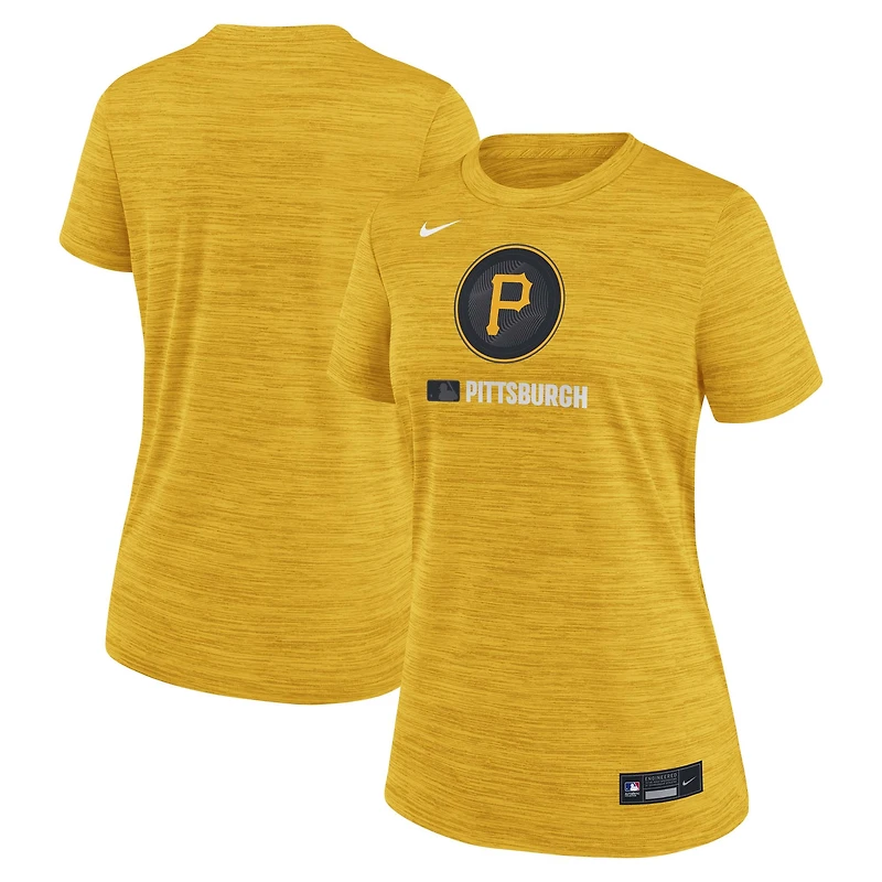T-shirt Nike Gold Pittsburgh Pirates Authentic Collection City Connect Velocity Dri-FIT pour femme
