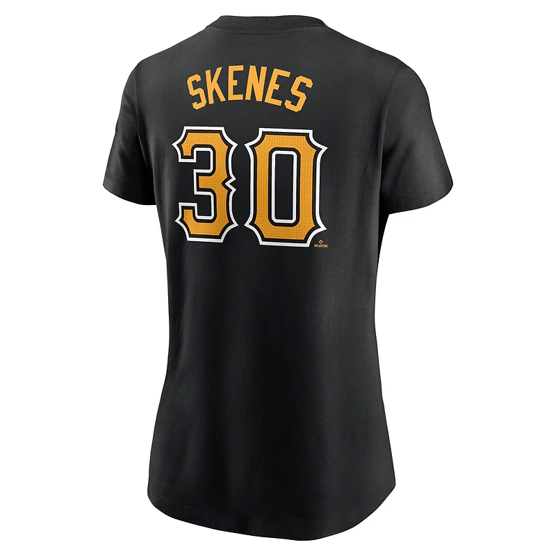 T-shirt Nike Paul Skenes noir Pittsburgh Pirates Cooperstown Collection Fuse avec nom et numéro pour femme