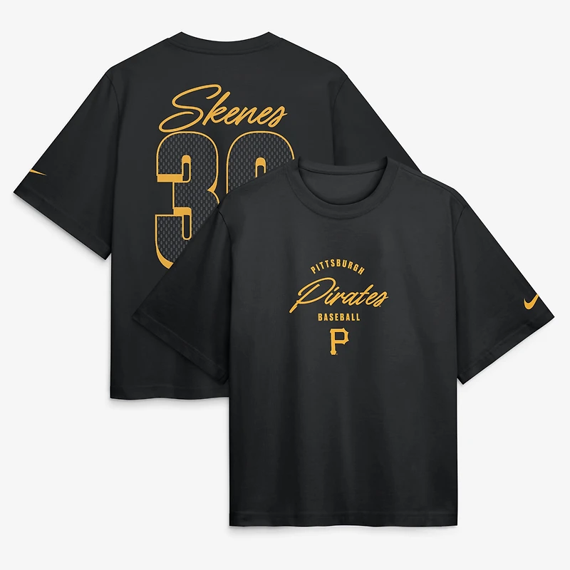Women's Nike Paul Skenes Black Pittsburgh Pirates Premium Essentials Boxy Name & Number T-Shirt