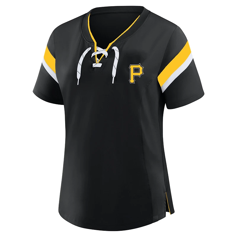 Profil du t-shirt à lacets noir Pittsburgh Pirates pour femme