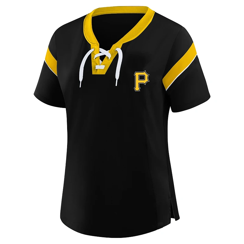 Profil femme - T-shirt à lacets noir Pittsburgh Pirates grande taille