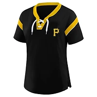Profil femme - T-shirt à lacets noir Pittsburgh Pirates grande taille