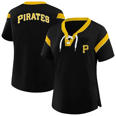 Women's Profile Black Pittsburgh Pirates Plus Lace-Up T-Shirt