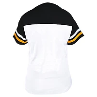 Women's Profile White/Black Pittsburgh Pirates Plus Two-Stripe V-Neck T-Shirt