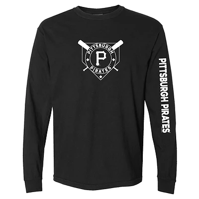 Women's Soft as a Grape Black Pittsburgh Pirates Pigment Dye Long Sleeve T-Shirt