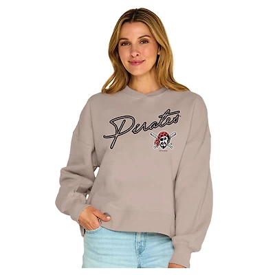 Sweat-shirt douillet Pittsburgh Pirates pour femme, couleur beige doux comme du raisin