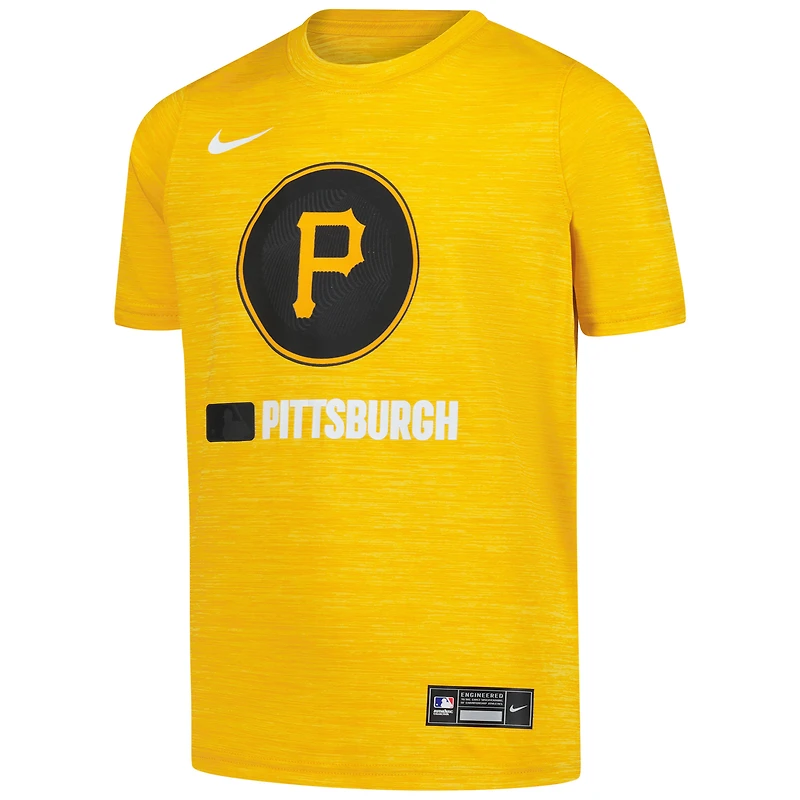 Youth Nike Gold Pittsburgh Pirates Authentic Collection City Connect Velocity Performance T-Shirt