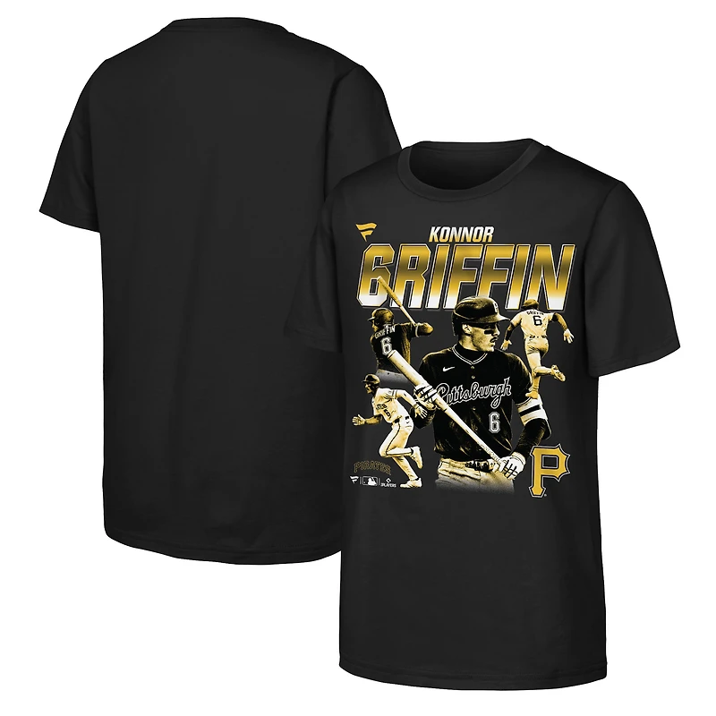 T-shirt noir Youth Fanatics Konnor Griffin Pittsburgh Pirates avec nom et numéro multi-photos