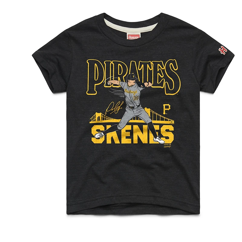 Youth Homage Paul Skenes Charcoal Pittsburgh Pirates Player Graphic Tri-Blend T-Shirt