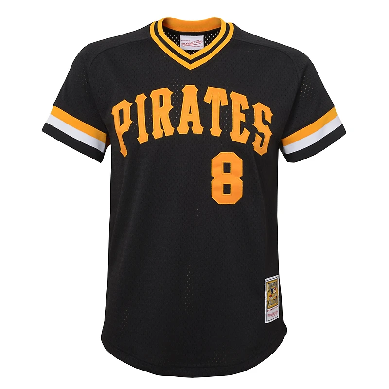 Maillot d'entraînement au bâton en maille noir de la collection Cooperstown des Pirates Pittsburgh Mitchell & Ness Willie Stargell pour jeunes