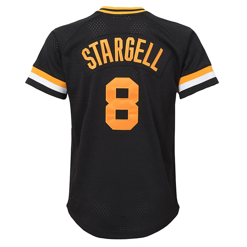 Maillot d'entraînement au bâton en maille noir de la collection Cooperstown des Pirates Pittsburgh Mitchell & Ness Willie Stargell pour jeunes