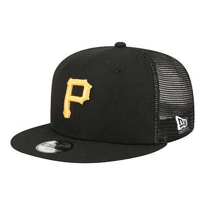 Youth New Era Black Pittsburgh Pirates 9FIFTY Trucker Snapback Hat