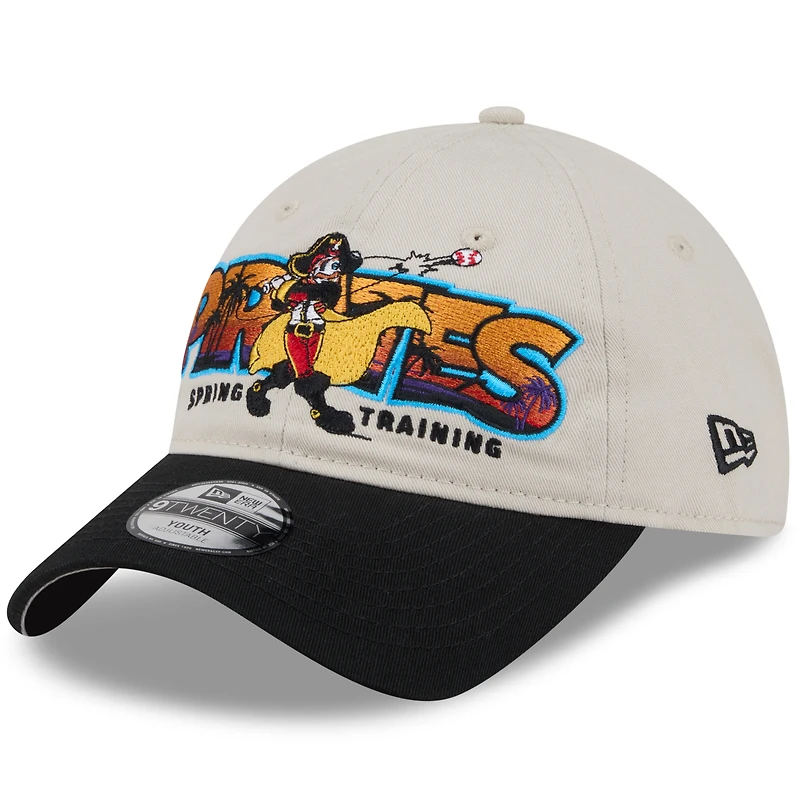 Casquette ajustable New Era Stone/Black Pittsburgh Pirates 2026 Spring Training Fan Pack Batter 9TWENTY pour jeunes