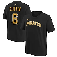 T-shirt domicile Nike Konnor Griffin noir Pittsburgh Pirates pour enfant, nom et numéro
