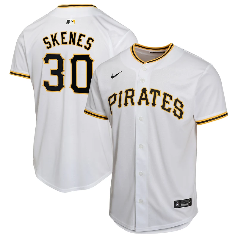 Maillot de match joueur à domicile Nike Paul Skenes pour jeunes des Pirates Pittsburgh, blanc