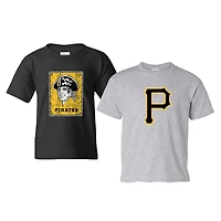 Youth Soft as a Grape  Black/Heather Gray Pittsburgh Pirates Cooperstown 2-Pack T-Shirt Set