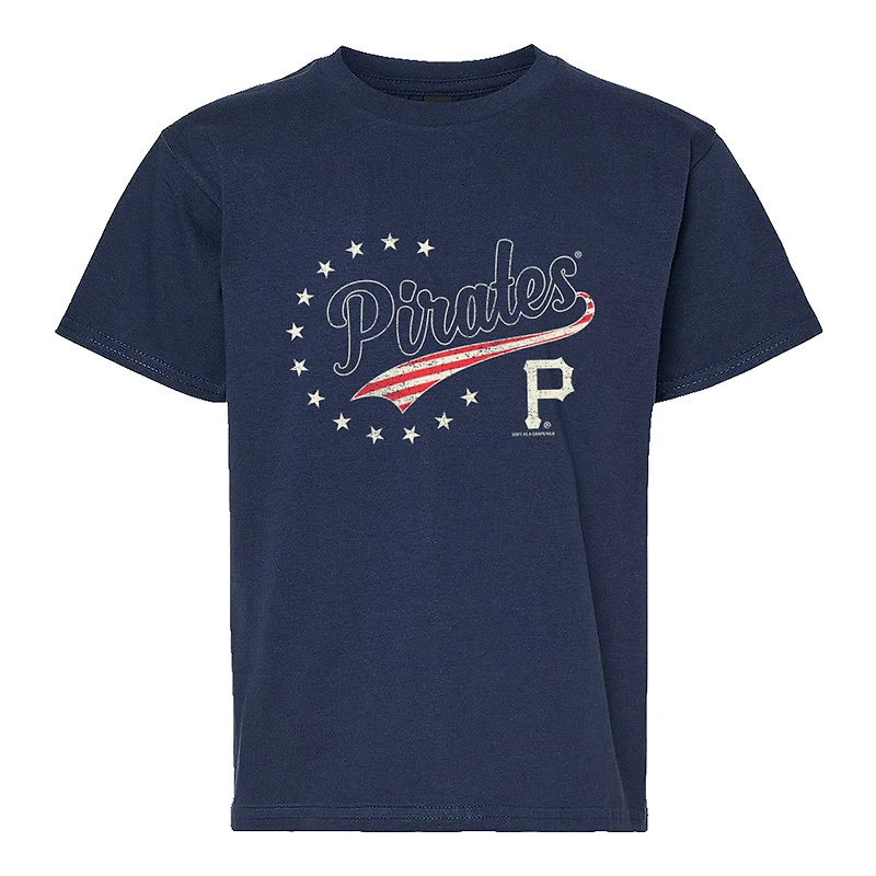 Youth Soft as a Grape Navy Pittsburgh Pirates Americana T-Shirt
