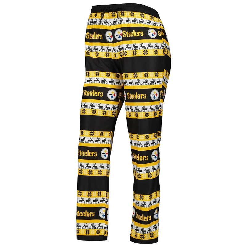 Women's FOCO Black Pittsburgh Steelers Wordmark Ugly Pajama Set