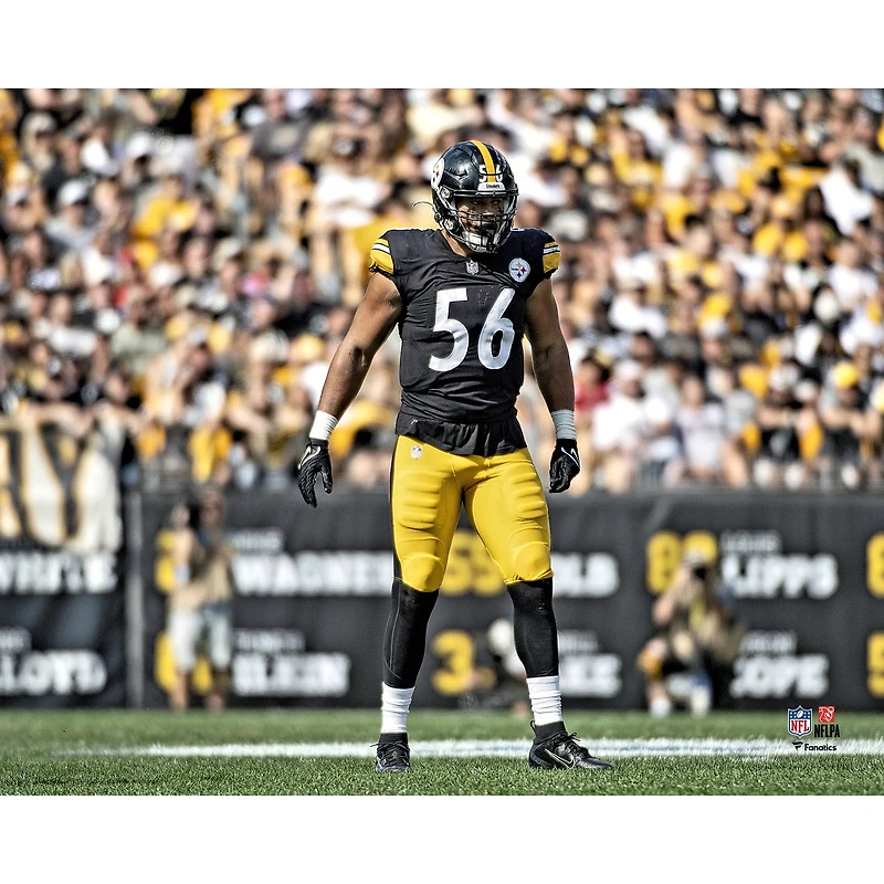 Photographie pré-snap non signée d'Alex Highsmith des Steelers de Pittsburgh