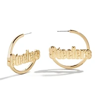 Boucles d'oreilles créoles BaubleBar avec logo des Pittsburgh Steelers