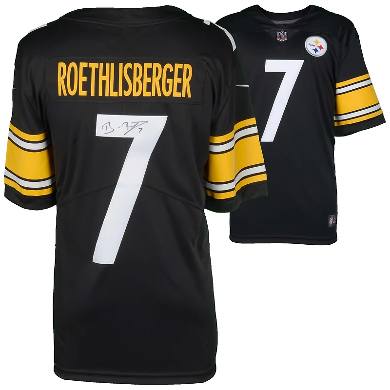 Maillot Nike noir en édition limitée autographié par Ben Roethlisberger des Steelers de Pittsburgh
