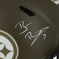 Casque authentique Riddell Salute To Service Speed ​​2022 autographié par Ben Roethlisberger des Pittsburgh Steelers