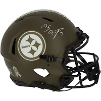 Casque authentique Riddell Salute To Service Speed ​​2022 autographié par Ben Roethlisberger des Pittsburgh Steelers