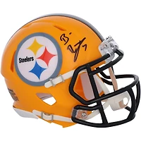Casque mini-Speed ​​rétro dédicacé par Ben Roethlisberger des Pittsburgh Steelers Riddell Gold