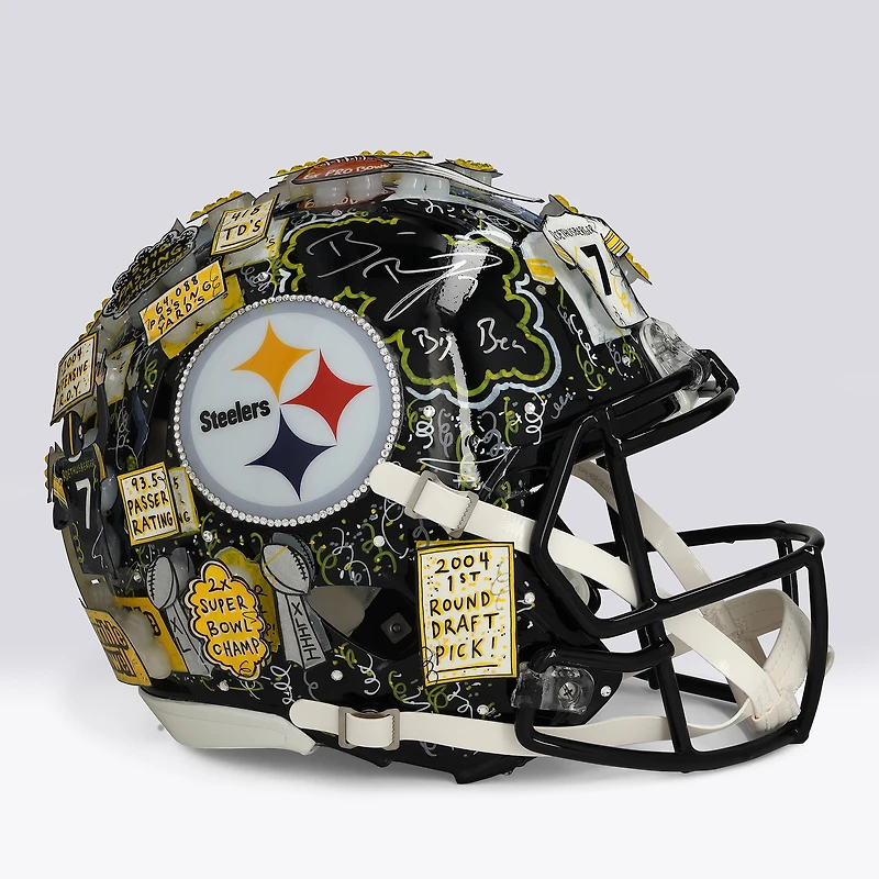 Ben Roethlisberger Pittsburgh Steelers Autographed Riddell Speed Authentic Helmet with "Big Ben" Inscription - Art by Charles Fazzino - WN55916231