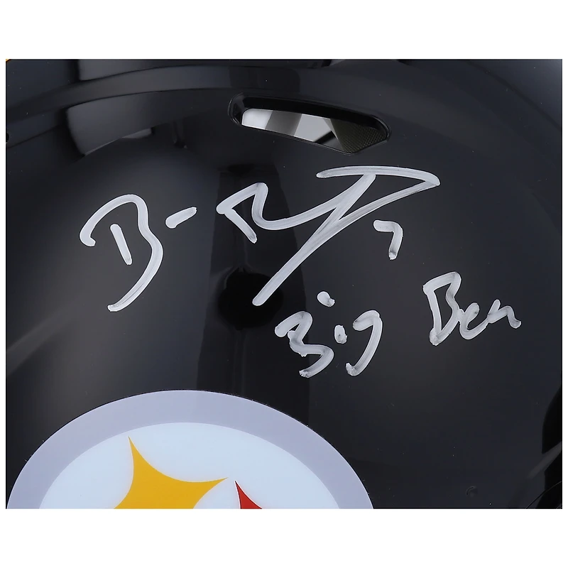 Casque Riddell Speed ​​authentique autographié par Ben Roethlisberger des Pittsburgh Steelers avec inscription « Big Ben »