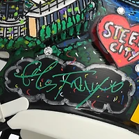 Ben Roethlisberger Pittsburgh Steelers Autographed Riddell Speed Mini Helmet  - Art by Charles Fazzino - NF70444312